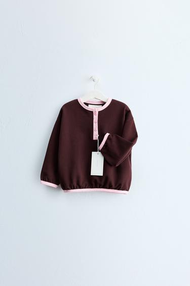 Zara Оверсайз свитшот ZARA «TIMELESS» с контрастной отделкой и пуговицами