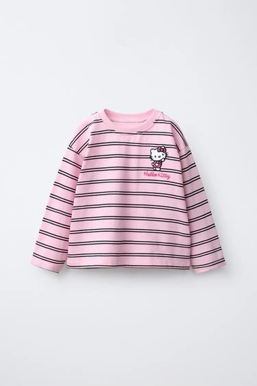 Полосатая футболка с длинным рукавом и вышивкой hello kitty- Заказать в России