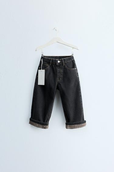 Zara Джинсы прямого кроя ZARA «TIMELESS» с клетчатым манжетом