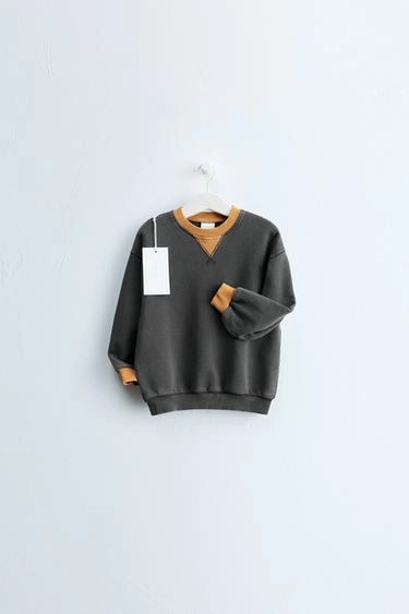 Однотонный свитшот Zara «Timeless» с контрастной отделкой- Заказать в России