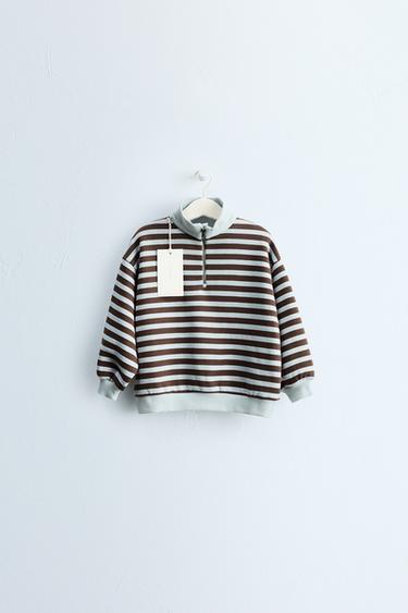 Zara Оверсайз свитшот ZARA «TIMELESS» в полоску с молнией