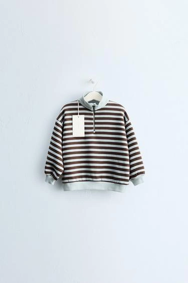 Оверсайз свитшот zara timeless в полоску с молнией