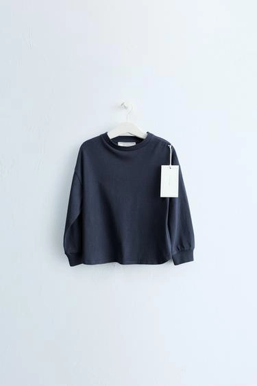 Футболка ZARA «TIMELESS» с длинными рукавами и манжетами, синяя