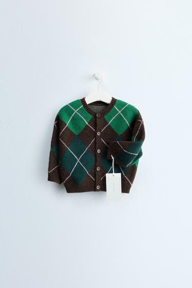 Zara Кардиган ZARA «TIMELESS» из шерстяного смешанного волокна в ромб