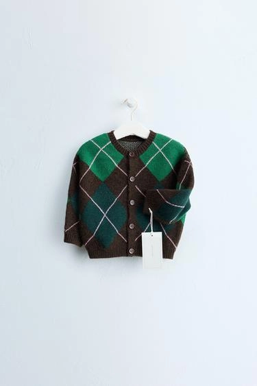 Кардиган zara timeless из шерстяного смешанного волокна в ромб