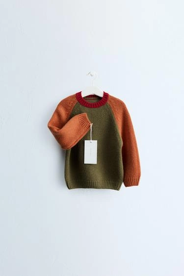 Свитер Zara «Timeless» из шерстяного микса с кашемиром в стиле colour block- Заказать в России