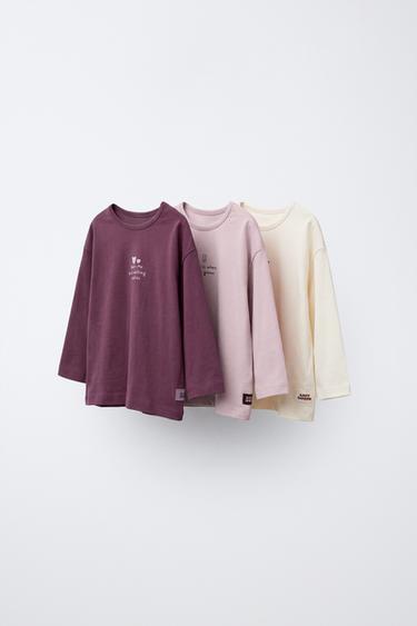 Zara Набор из 3 футболок с слоганами купить с доставкой.