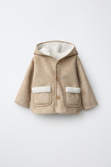 Zara Двусторонняя куртка с капюшоном из искусственного меха купить с доставкой.