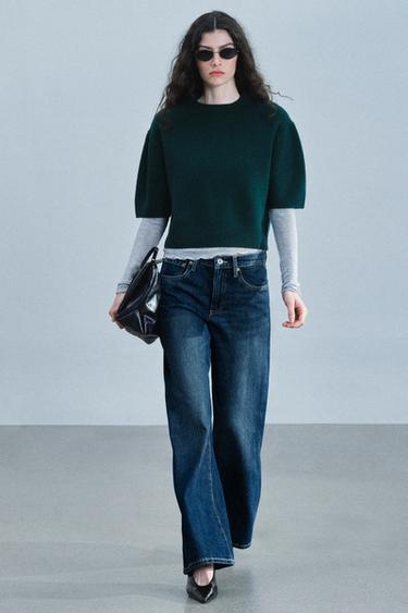 Zara Джинсы ZW коллекции с низкой посадкой и широкими брюками