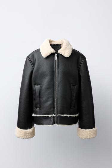 Zara Двусторонняя куртка с эффектом кожи купить с доставкой.