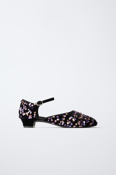 Zara Туфли на каблуке с пайетками купить с доставкой.