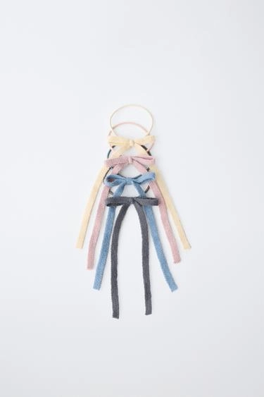 Four-pack of knit bow hair ties