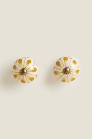 Zara Набор керамических дверных ручек с цветочным дизайном (набор из 2)