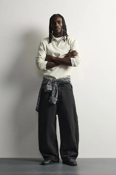 Брюки balloon fit в полоску