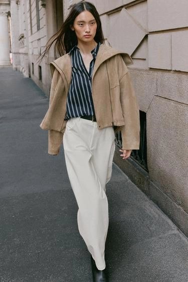 Bomber jacket with wide collar- Заказать в России