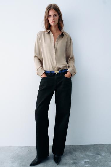 Zara Рубашка из атласа с золотыми пуговицами