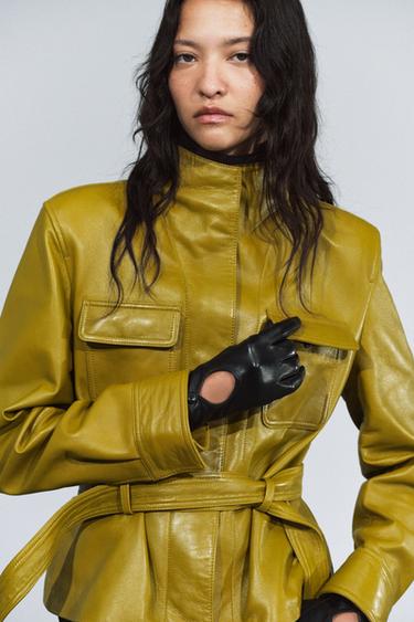 Zara Короткие перчатки из натуральной кожи купить с доставкой.