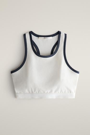Zara Спортивный топ с контрастной отделкой купить с доставкой.