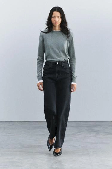 Джинсы прямого кроя с высокой талией Zara «Zw»