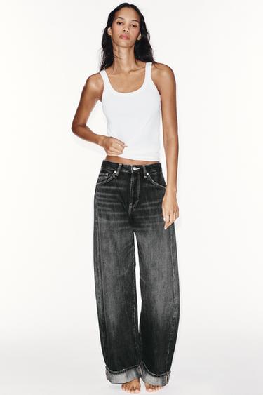 Zara Джинсы TRF средней посадки BAGGY с подворотами