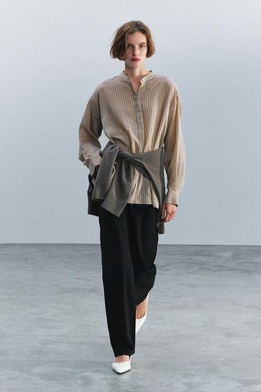 Zara Полосатая рубашка из коллекции ZW купить с доставкой.