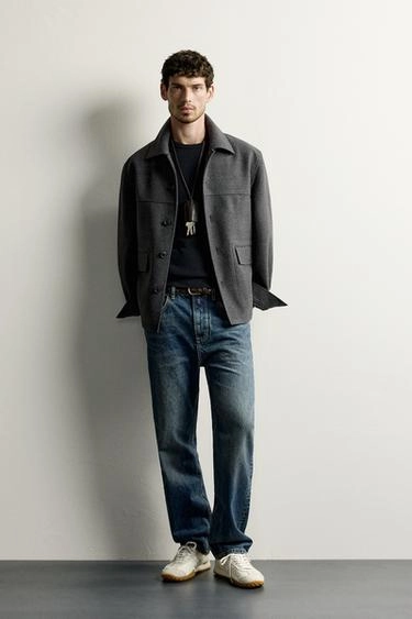 Пальто средней длины regular fit с эффектом шерсти
