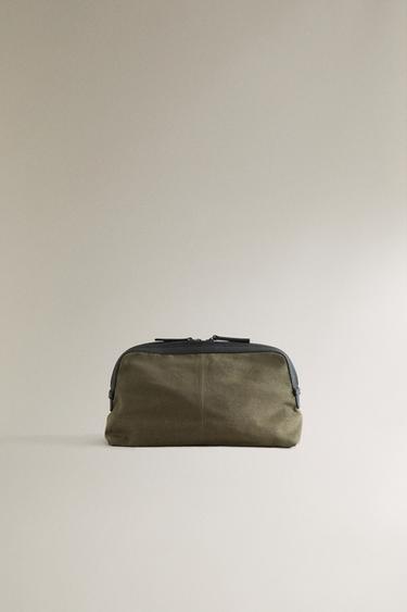 Zara Косметичка из канваса и кожи купить с доставкой.