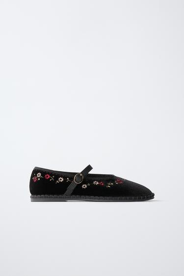 Zara Балетки с вышивкой и пряжкой купить с доставкой.