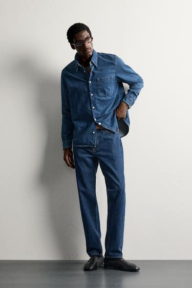 Zara Рубашка из денима стандартного кроя