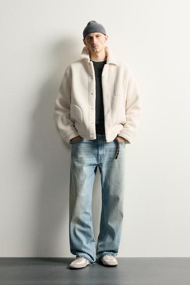 Zara Рубашка из искусственного овчины с карманами