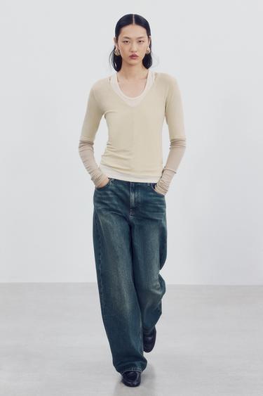 Zara Футболка с тройным длинным рукавом