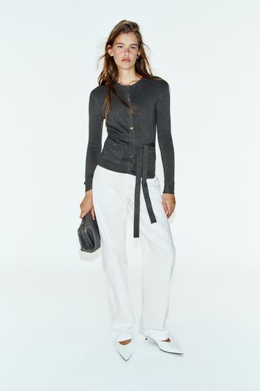 Zara Вязаный кардиган с поясом купить с доставкой.