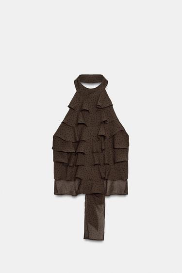 Zara Топ с воротником-халтер из болоньевой ткани купить с доставкой.