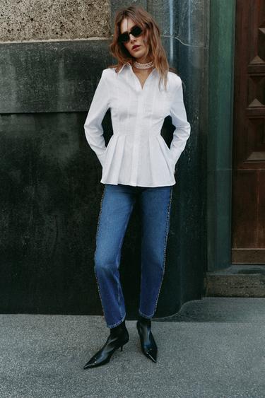 Zara Поплиновая рубашка с защипами