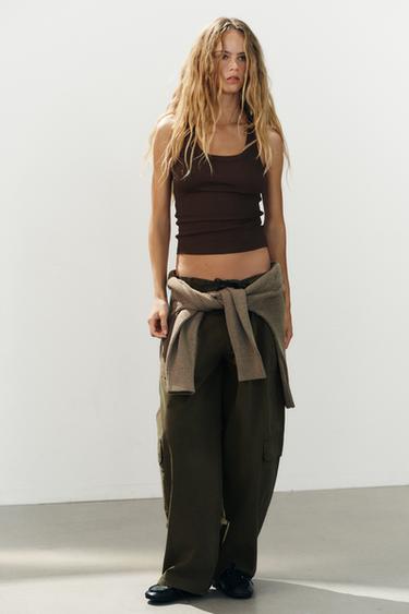 Zara Топ без рукавов в рубчик купить с доставкой.