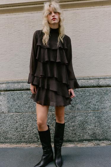 Zara Мини-платье с оборками купить с доставкой.