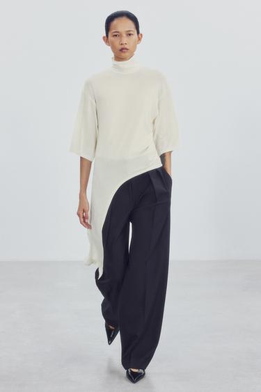 Zara Топ с асимметричной оборкой купить с доставкой.