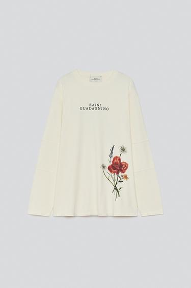 Zara Футболка с длинными рукавами и контрастным принтом купить с доставкой.