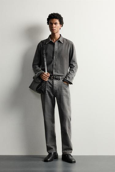 Zara Рубашка из хлопкового денима с эффектом легкой стирки