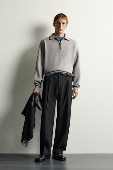 Zara Вязаная поло с воротником на молнии