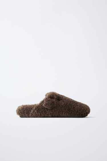 Клоги из овчины с пряжкой