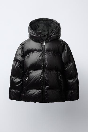 Zara Блестящая пуховая куртка с водоотталкивающей пропиткой, 50% пух и 50% перо