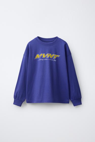 Zara Футболка с длинным рукавом и принтом слогана