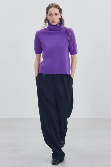 Zara Джемпер из 100% шерсти с короткими рукавами