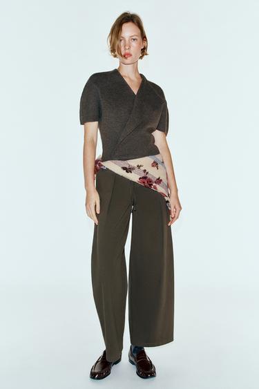 Zara Вязаный джемпер с короткими рукавами и запахом