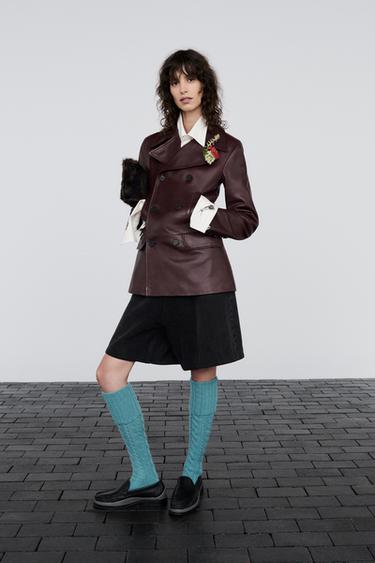 Zara Пальто 3/4 из 100% кожи