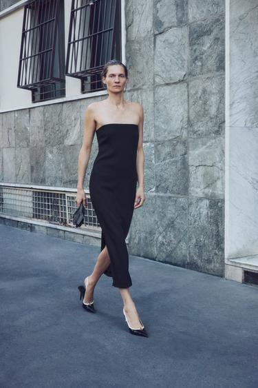 Zara Длинное платье с прямым вырезом