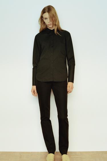 Zara Рубашка из поплина с широкими манжетами