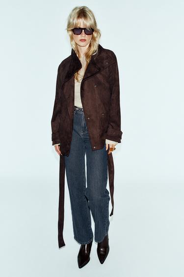 Zara Куртка из искусственной замши с поясом купить с доставкой.