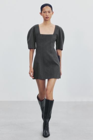 Zara Короткое платье с объемными рукавами